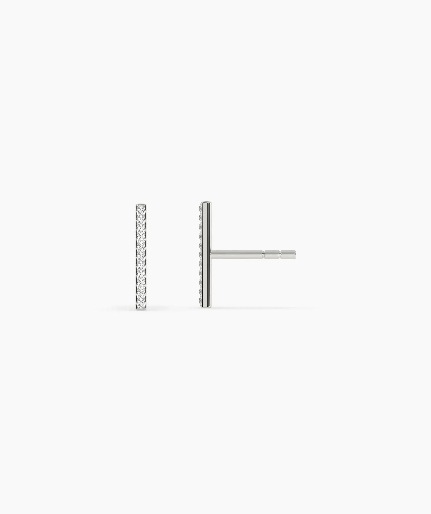 14K Gold Diamond Bar Stud Earrings