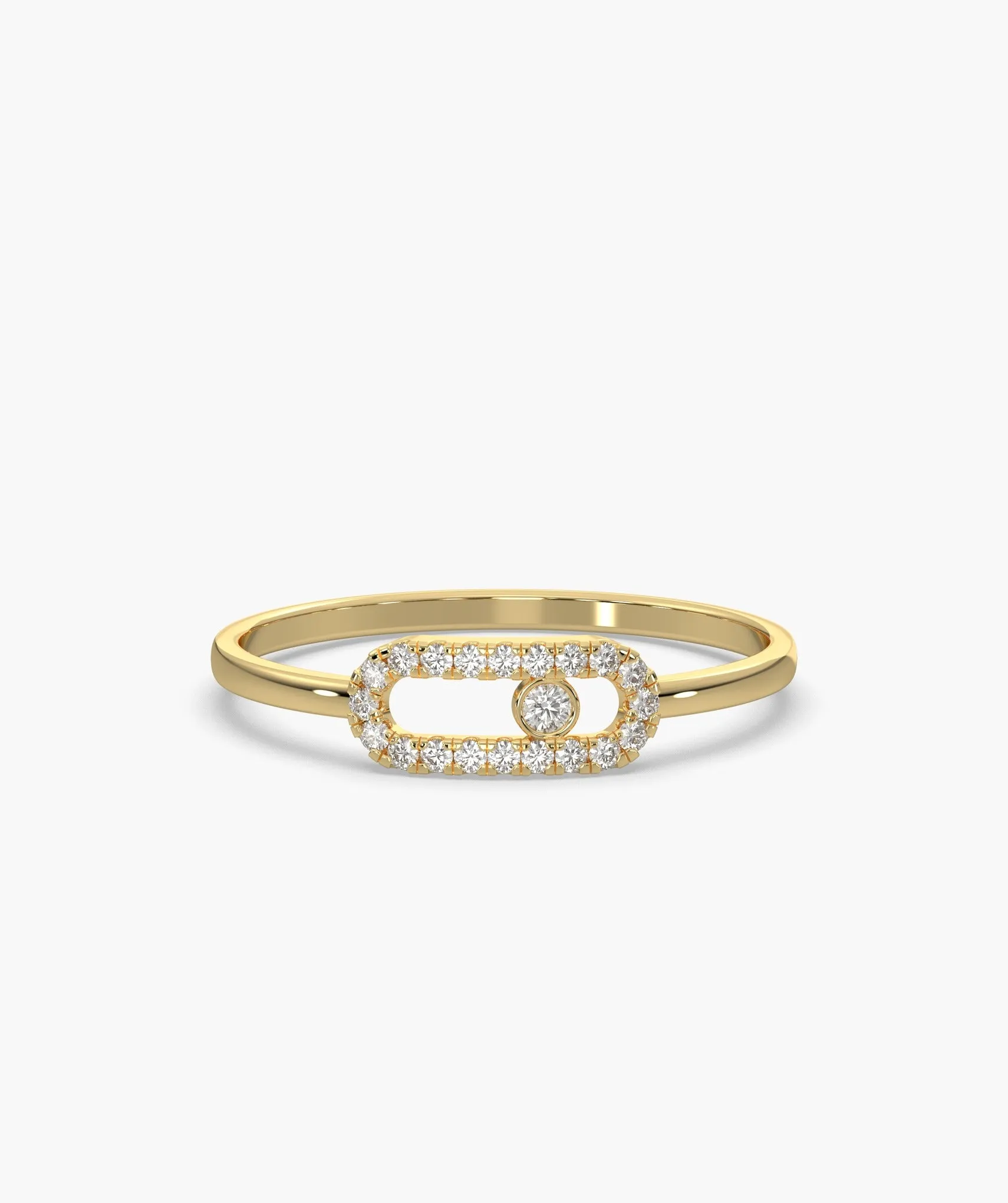 14K Gold Diamond Link Halo Ring