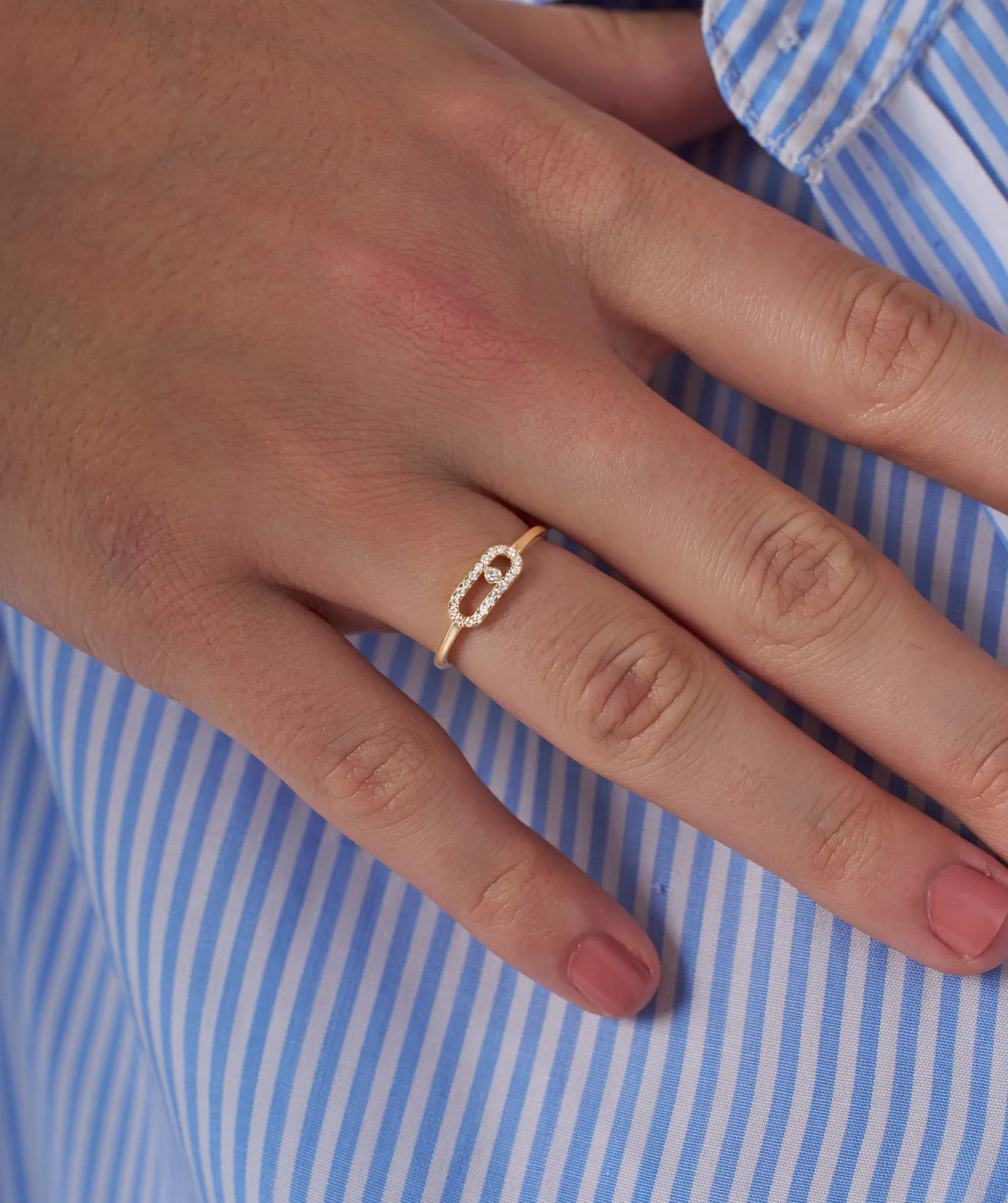 14K Gold Diamond Link Halo Ring