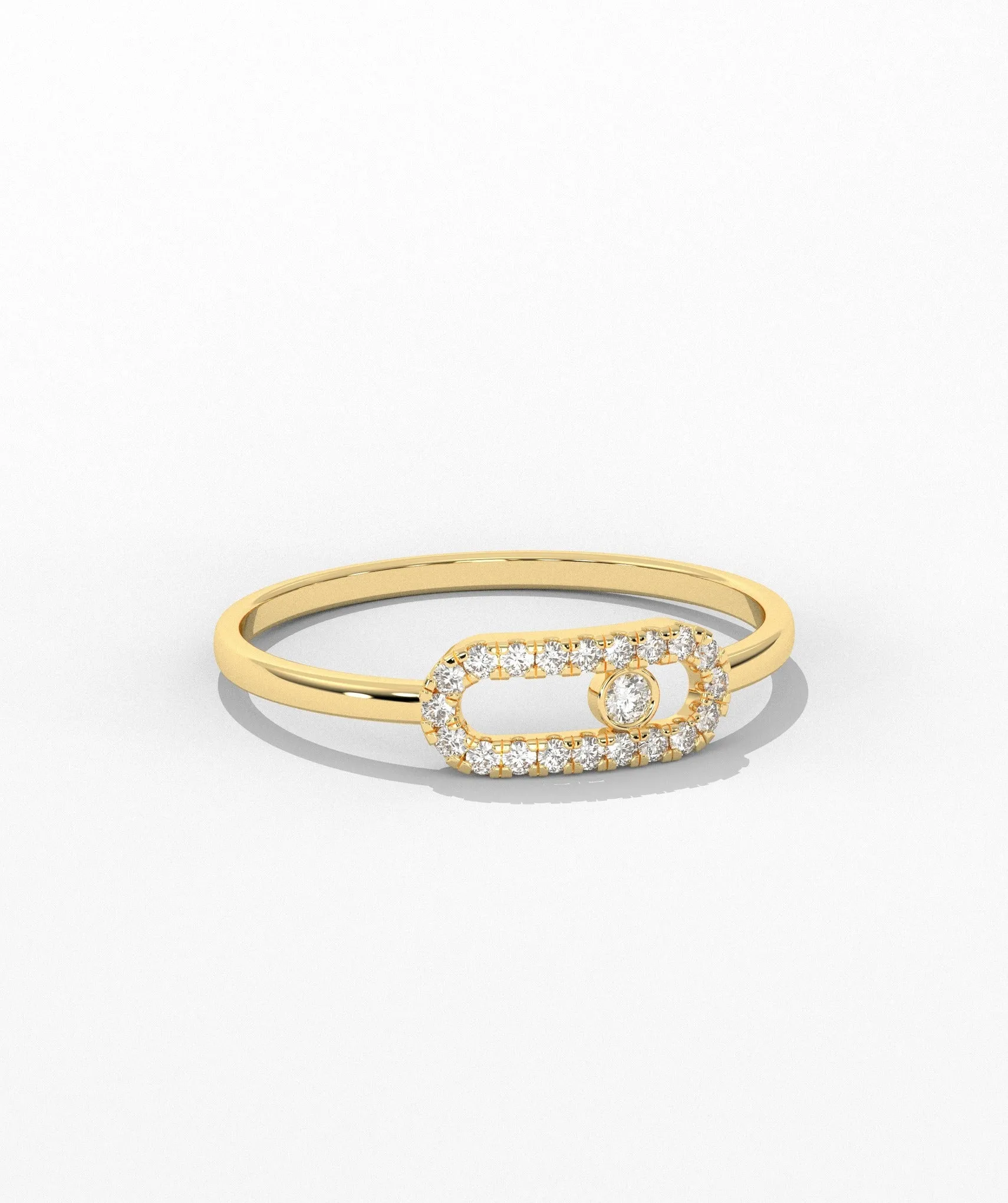 14K Gold Diamond Link Halo Ring