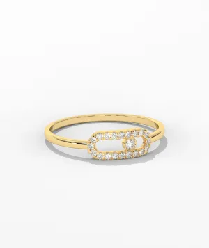 14K Gold Diamond Link Halo Ring