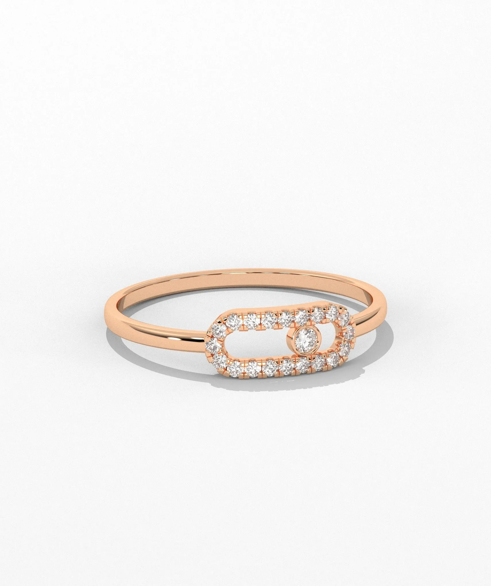 14K Gold Diamond Link Halo Ring