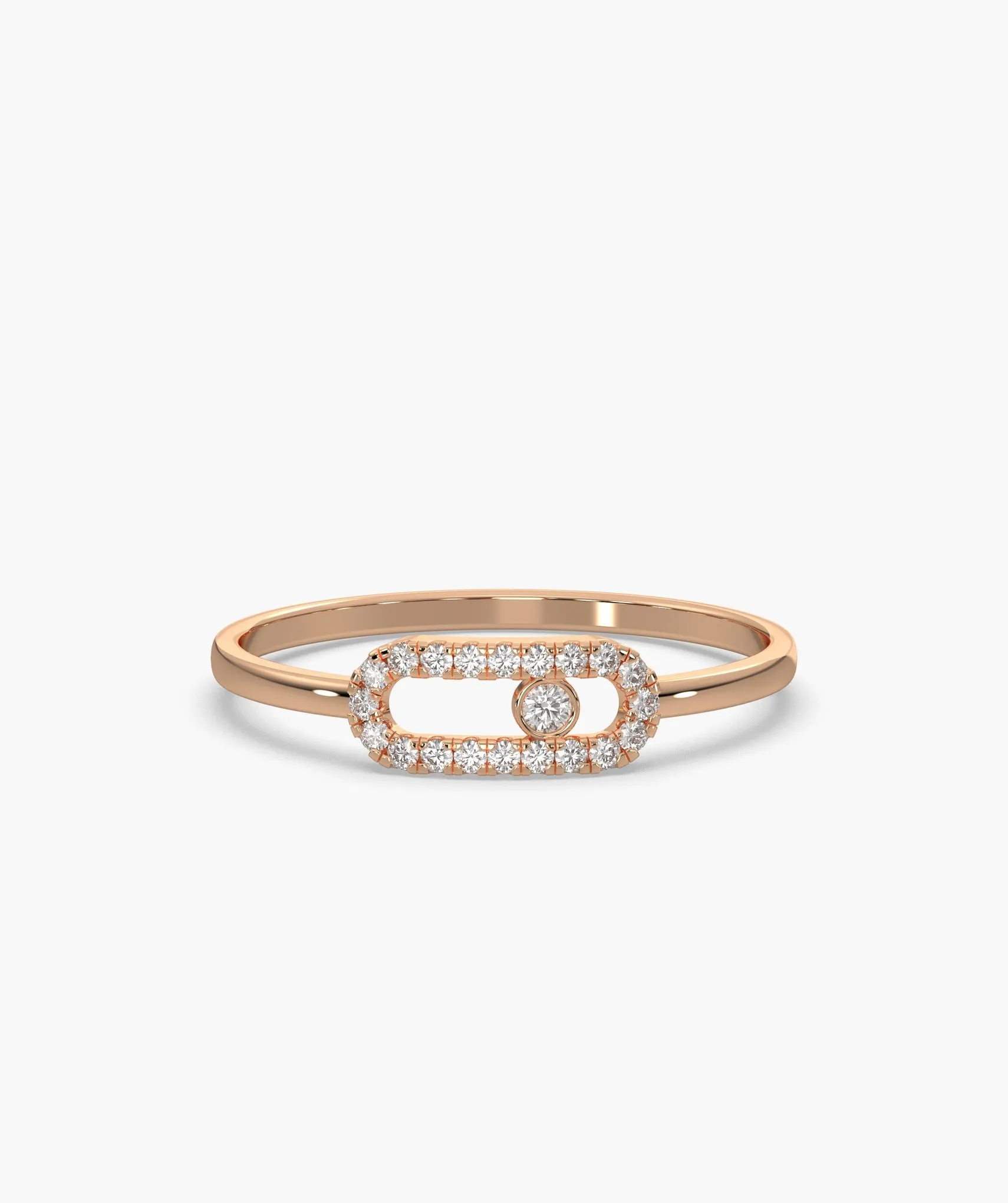 14K Gold Diamond Link Halo Ring