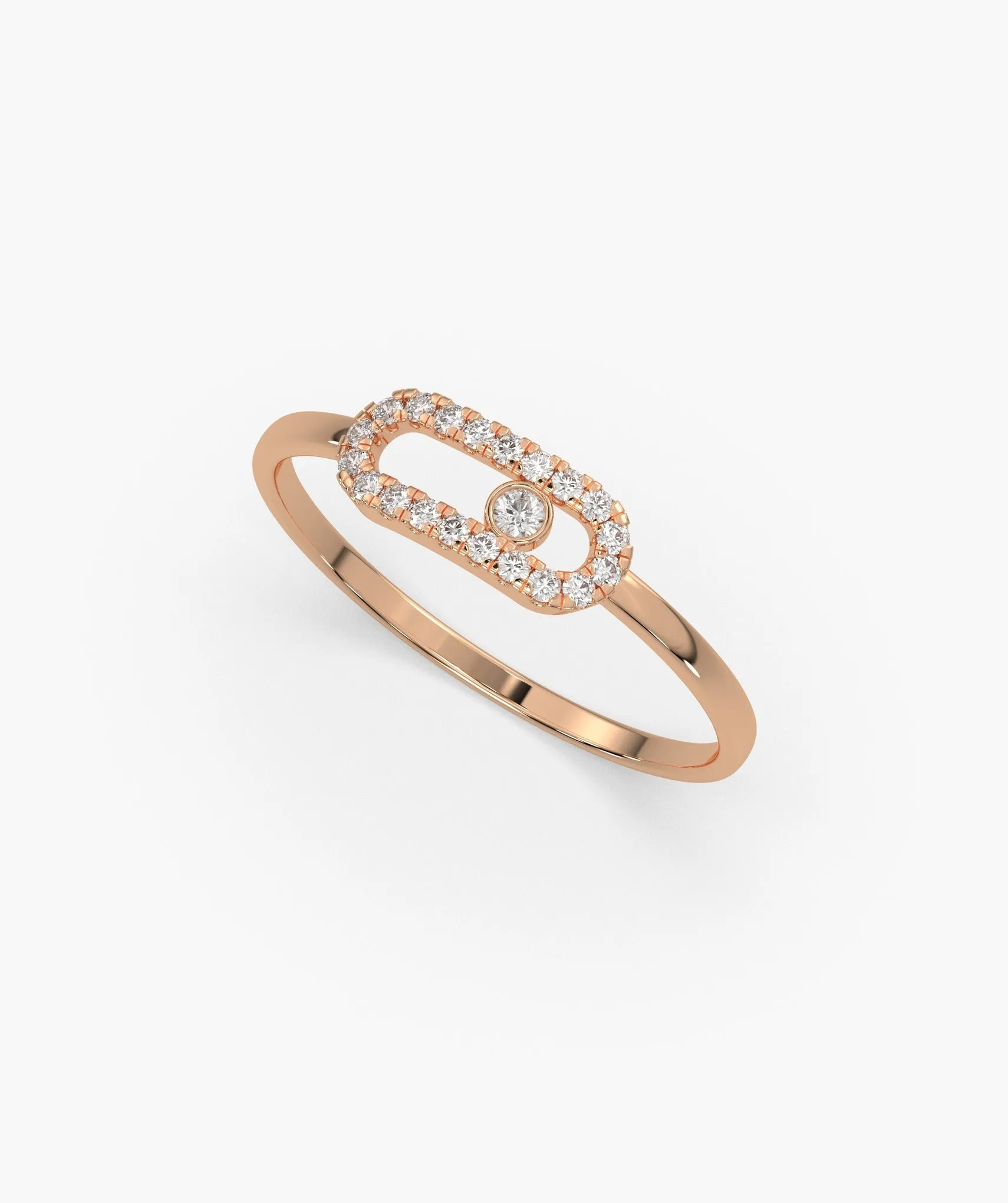 14K Gold Diamond Link Halo Ring