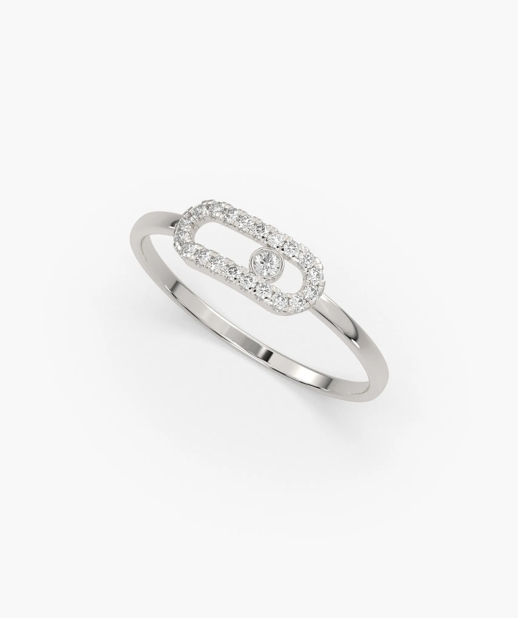 14K Gold Diamond Link Halo Ring