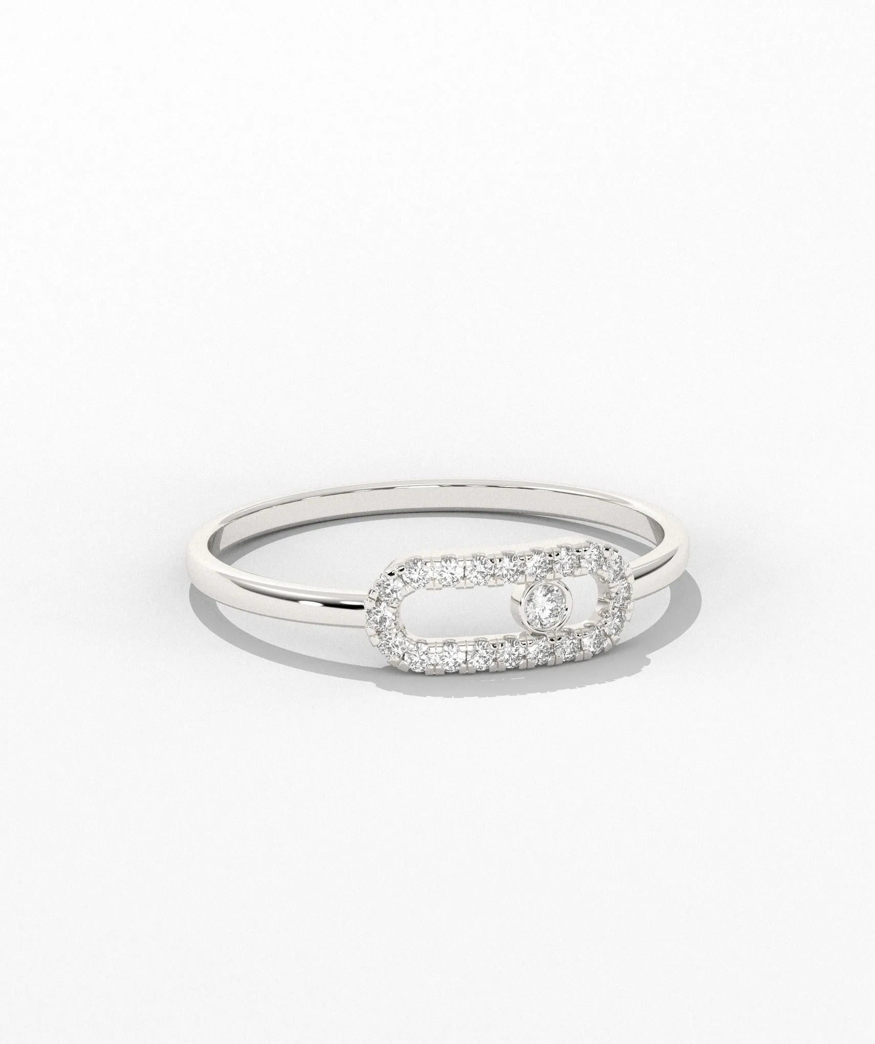 14K Gold Diamond Link Halo Ring
