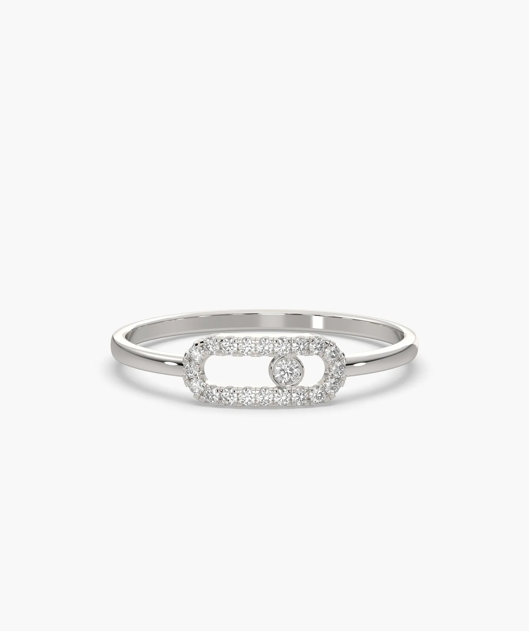 14K Gold Diamond Link Halo Ring