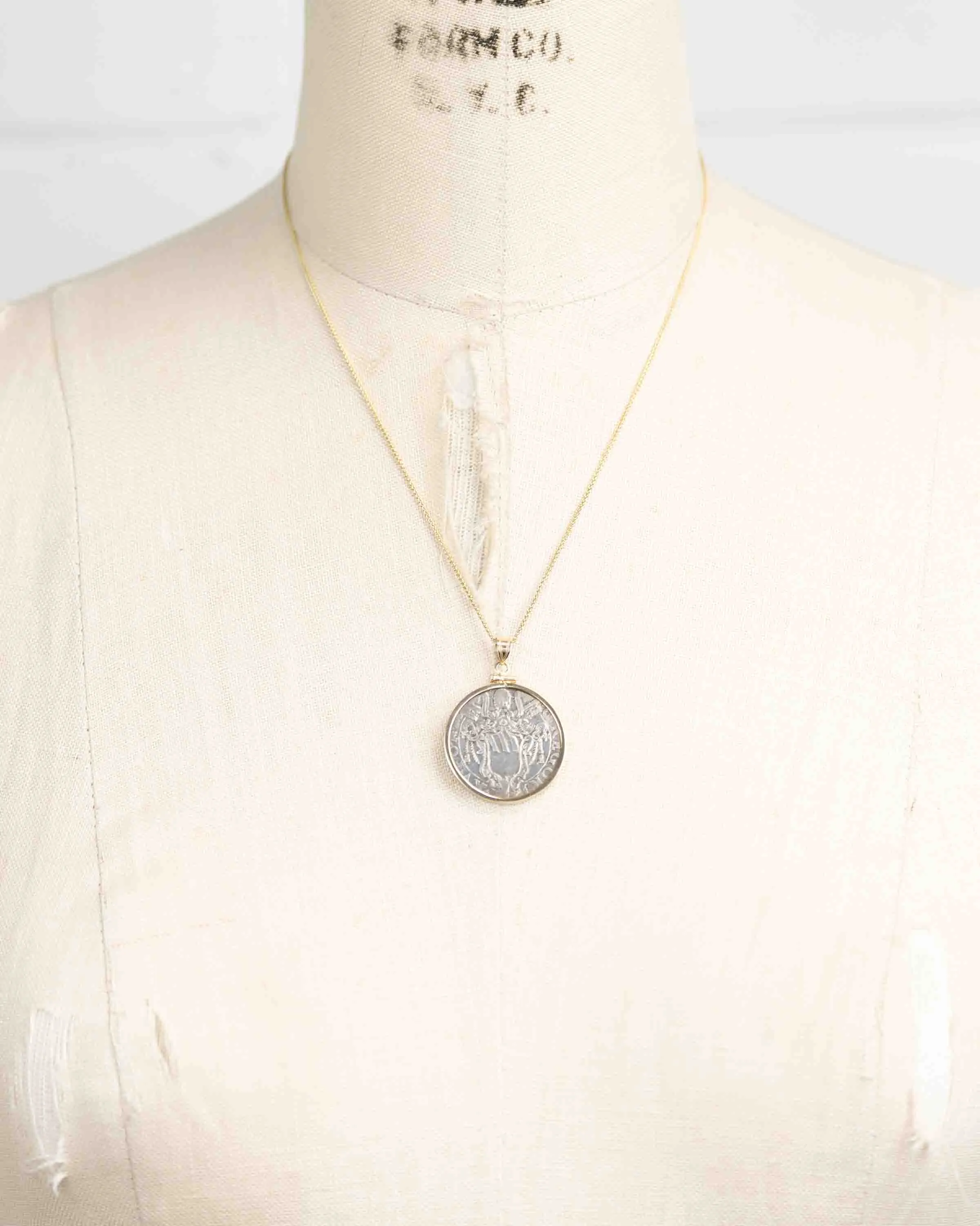 14k Gold Genuine Medieval Italian Coin Necklace (Pope Gregory XV; 1621-1623)