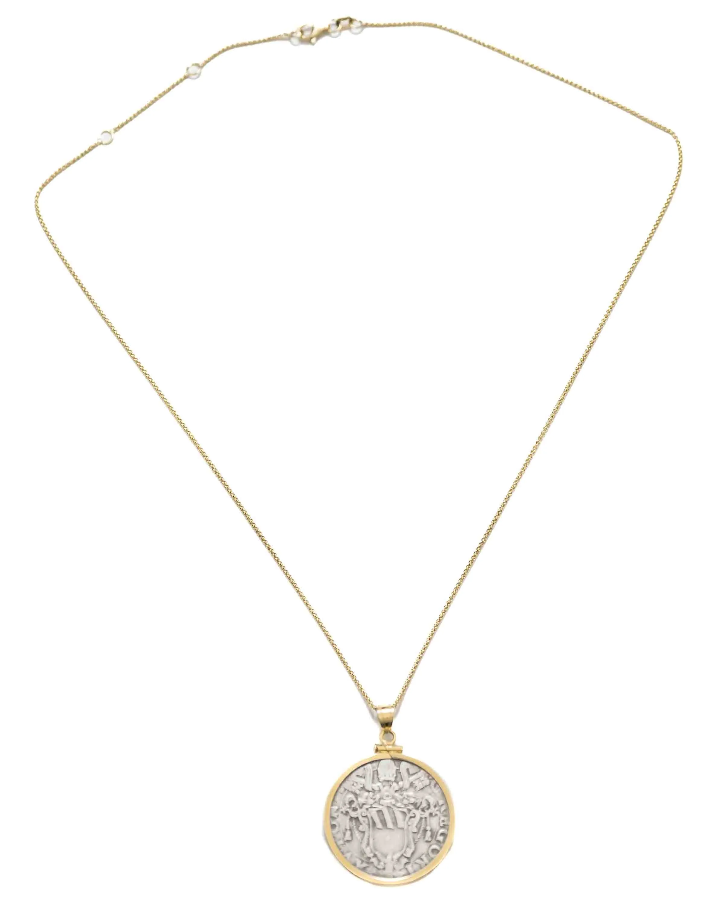 14k Gold Genuine Medieval Italian Coin Necklace (Pope Gregory XV; 1621-1623)