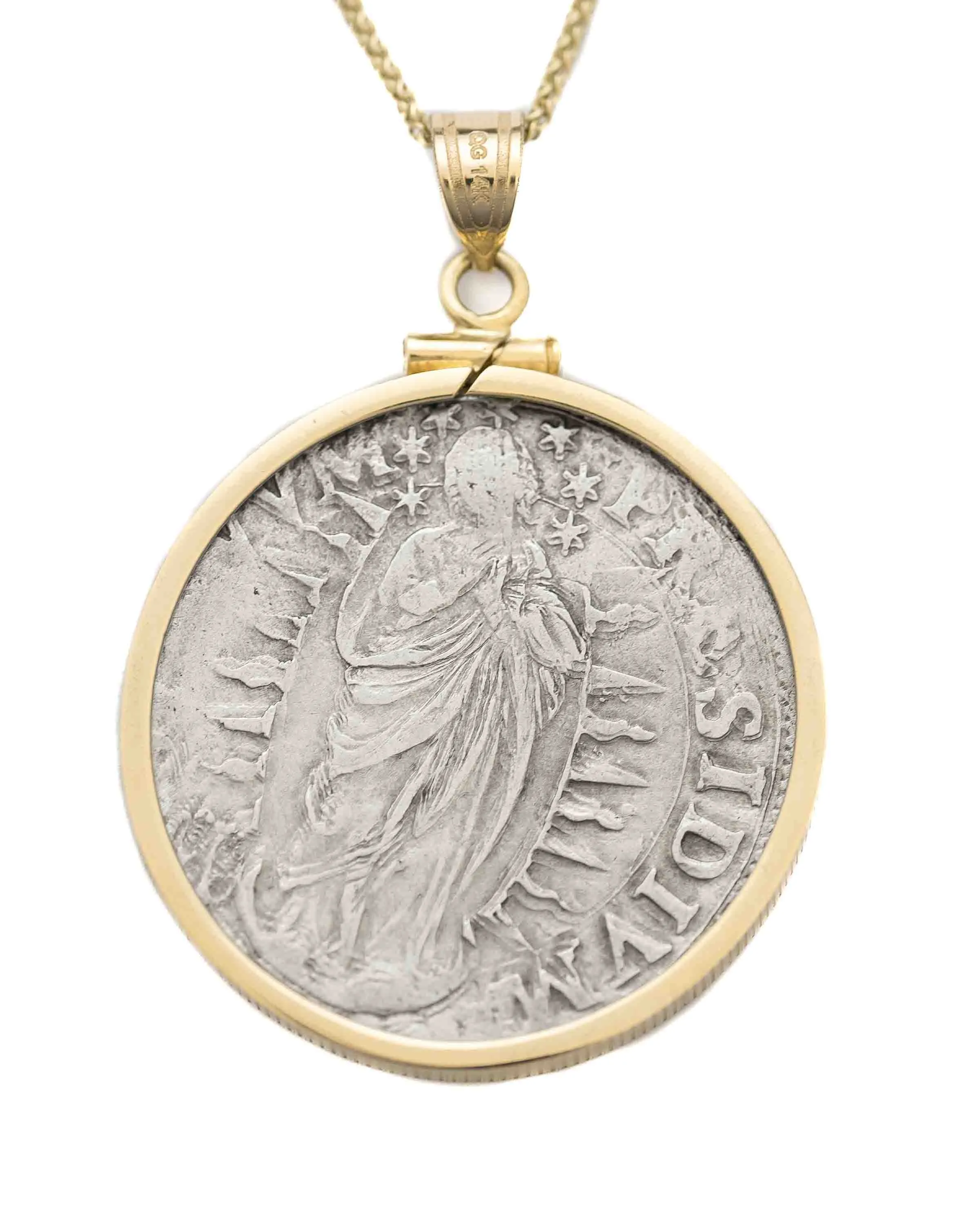14k Gold Genuine Medieval Italian Coin Necklace (Pope Gregory XV; 1621-1623)