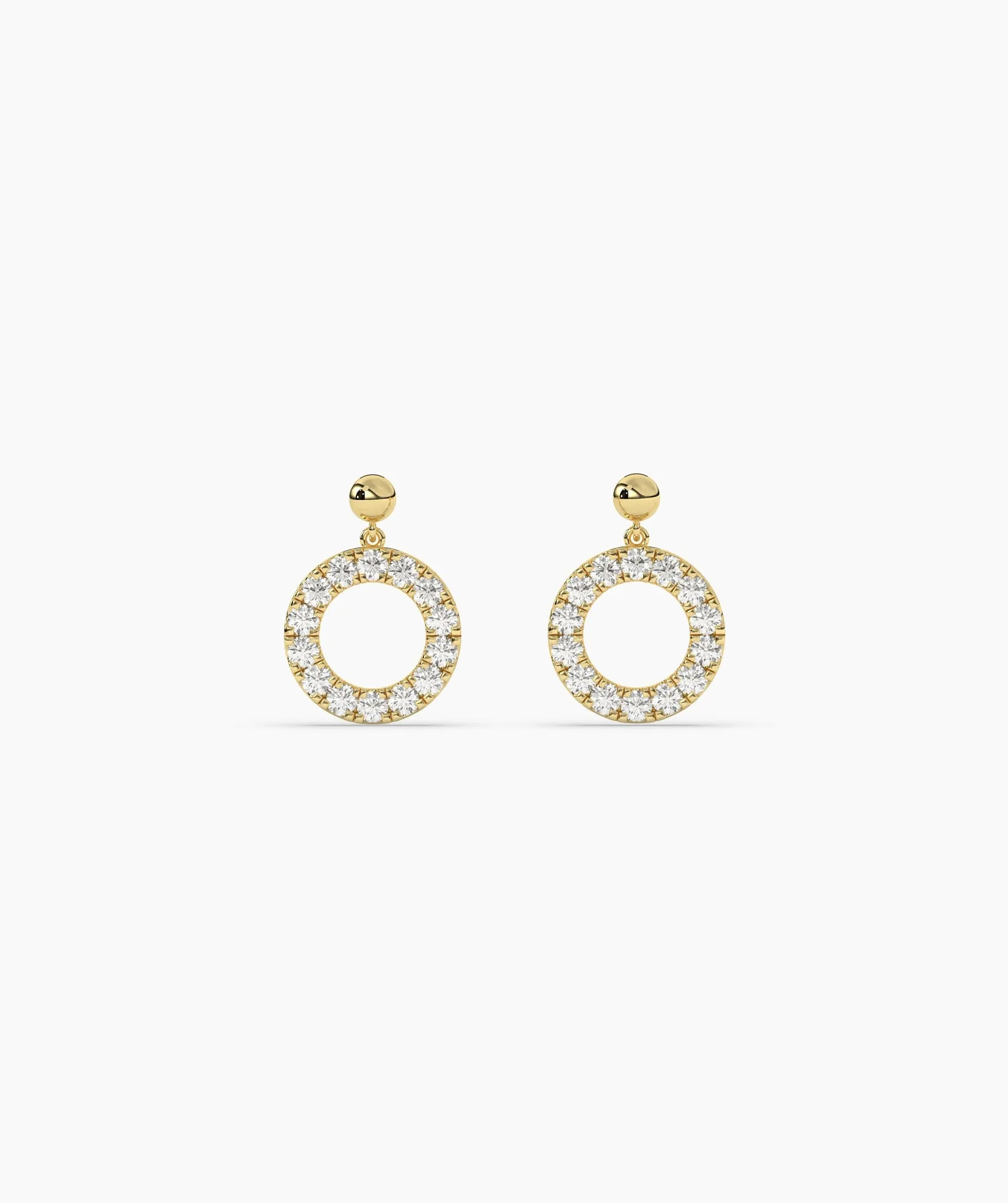 14K Gold Open Circle Diamond Earrings