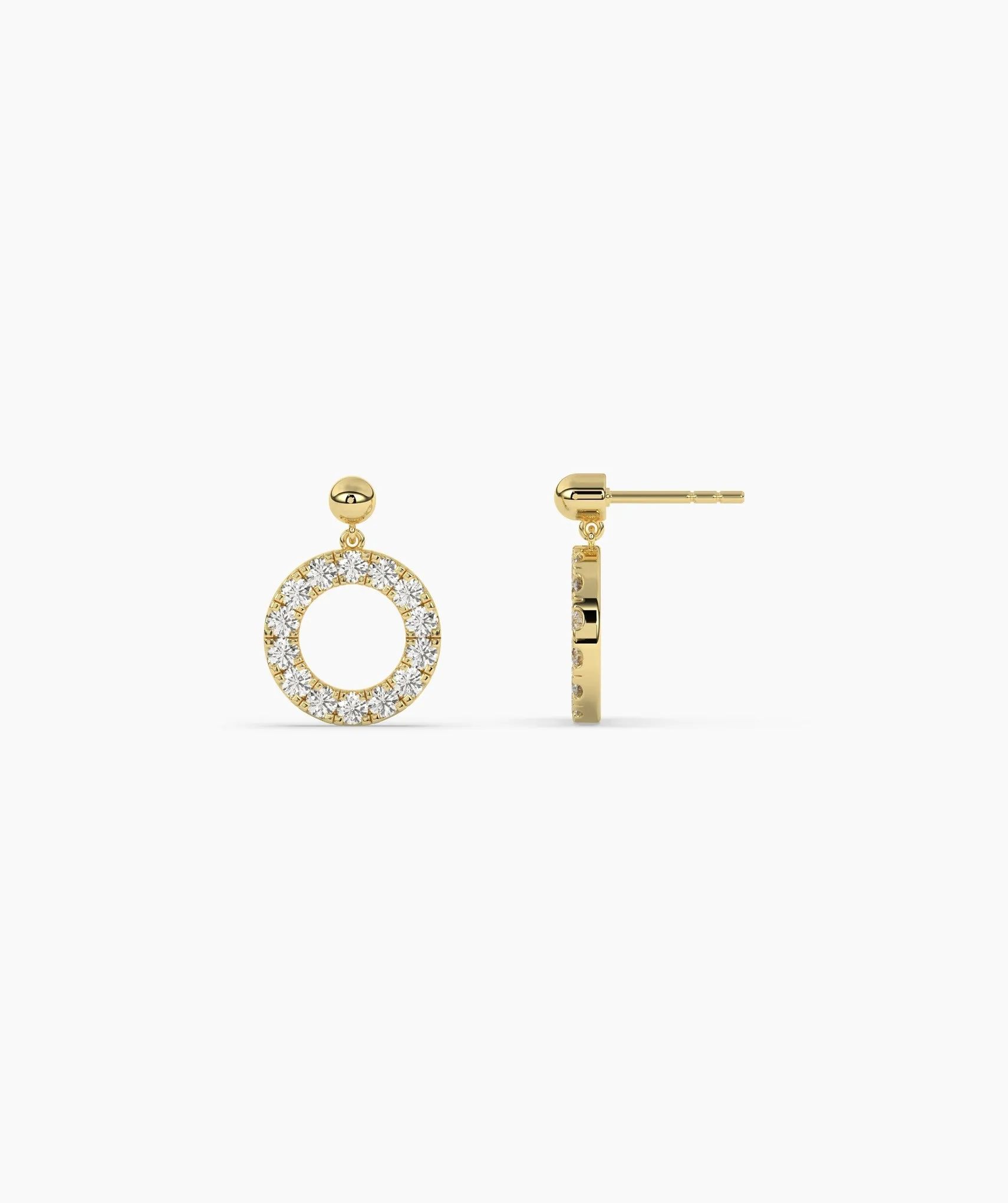 14K Gold Open Circle Diamond Earrings