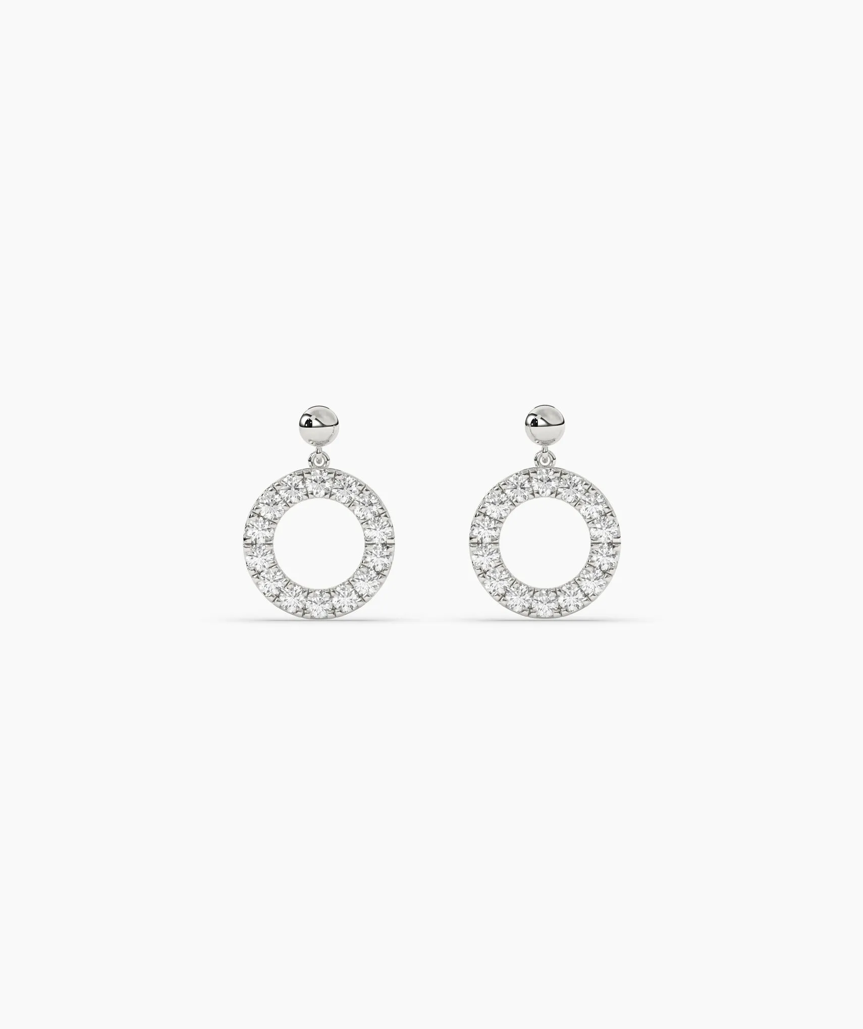 14K Gold Open Circle Diamond Earrings
