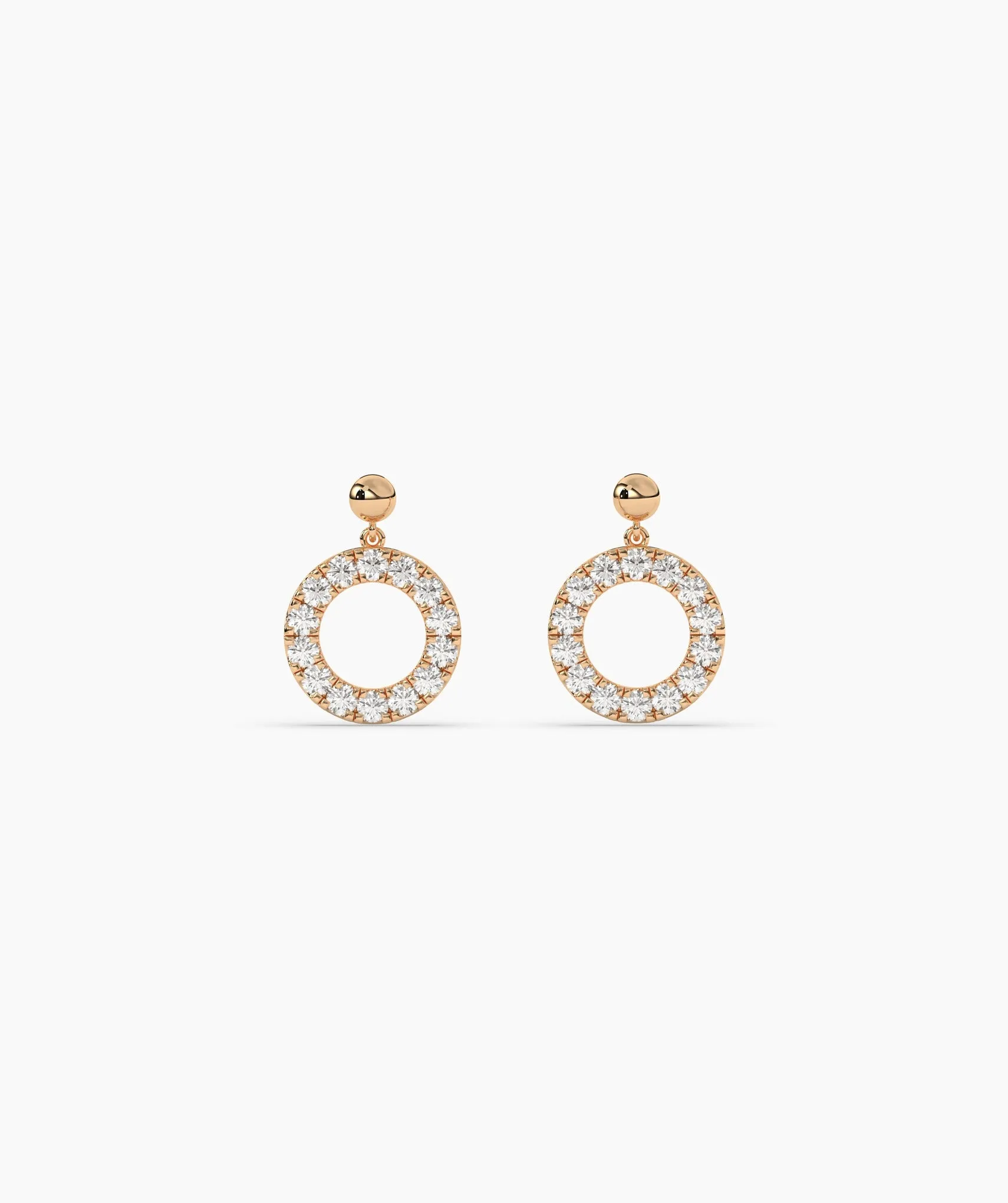 14K Gold Open Circle Diamond Earrings