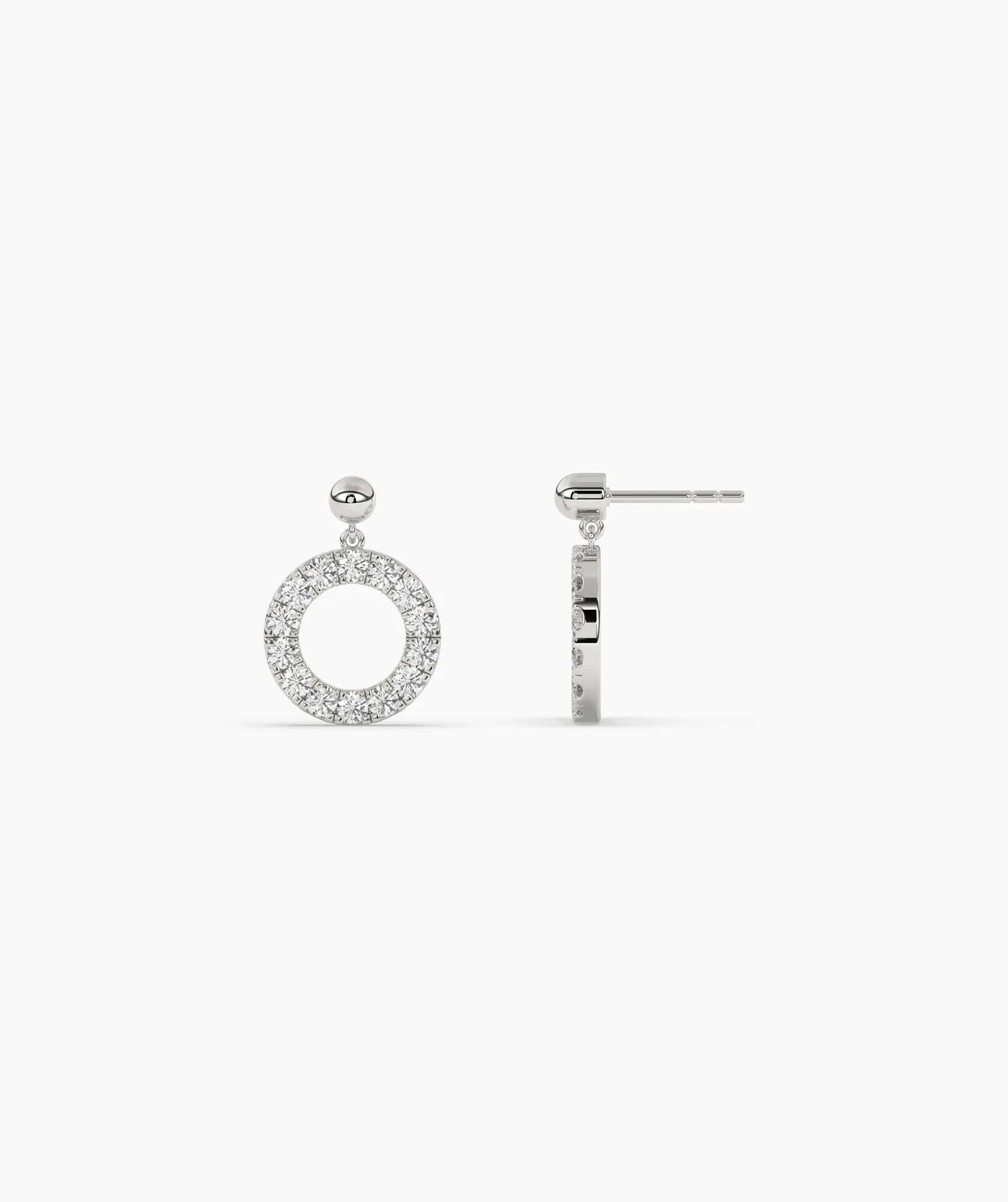 14K Gold Open Circle Diamond Earrings