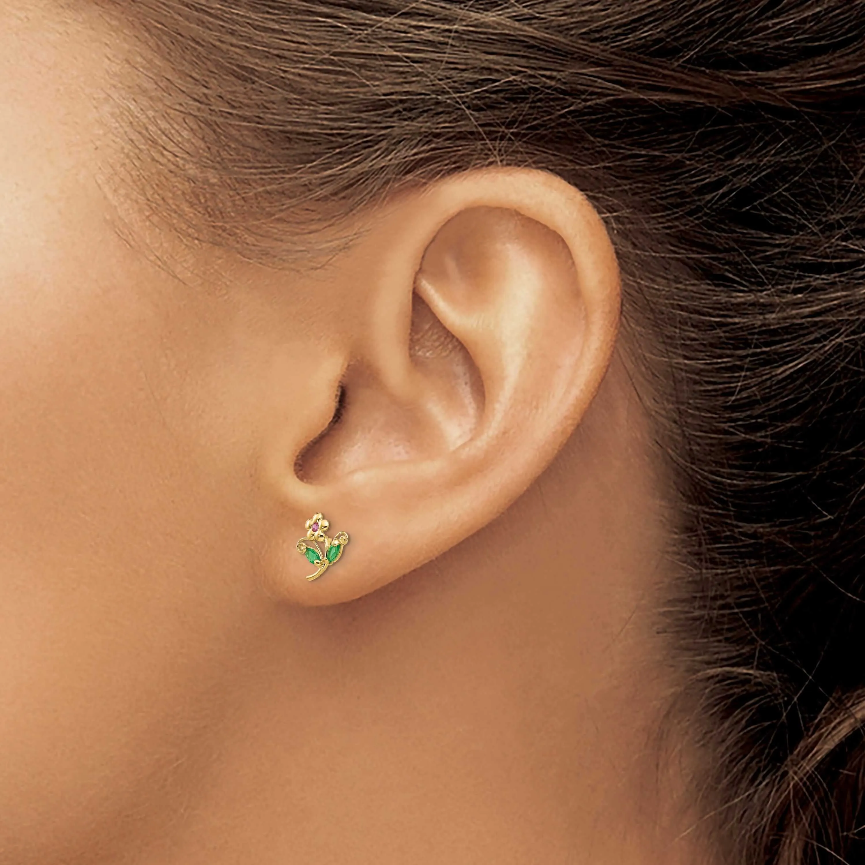14k Madi K CZ Childrens Flower Post Earrings