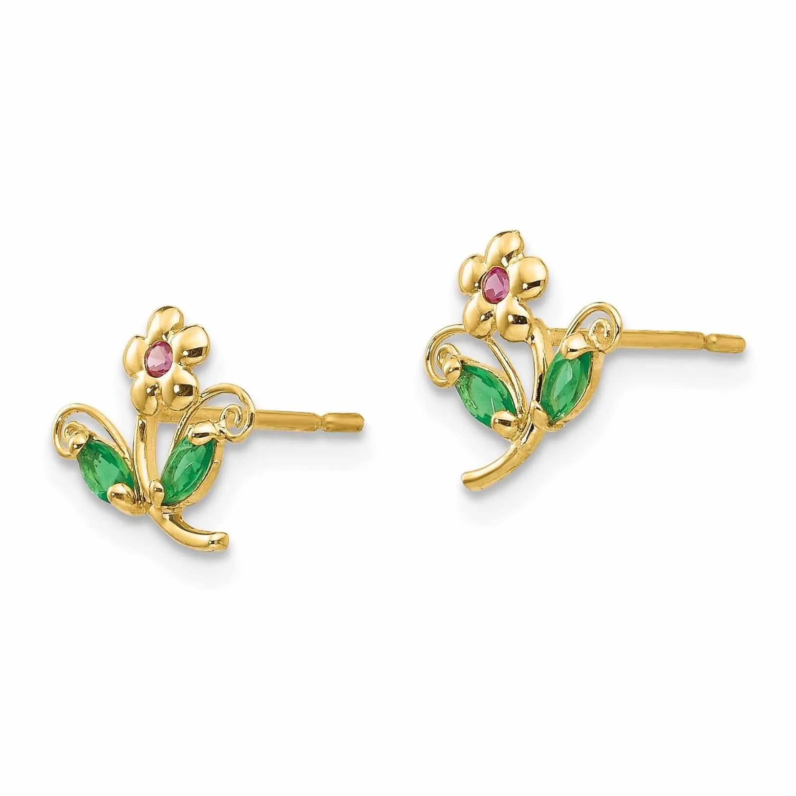 14k Madi K CZ Childrens Flower Post Earrings