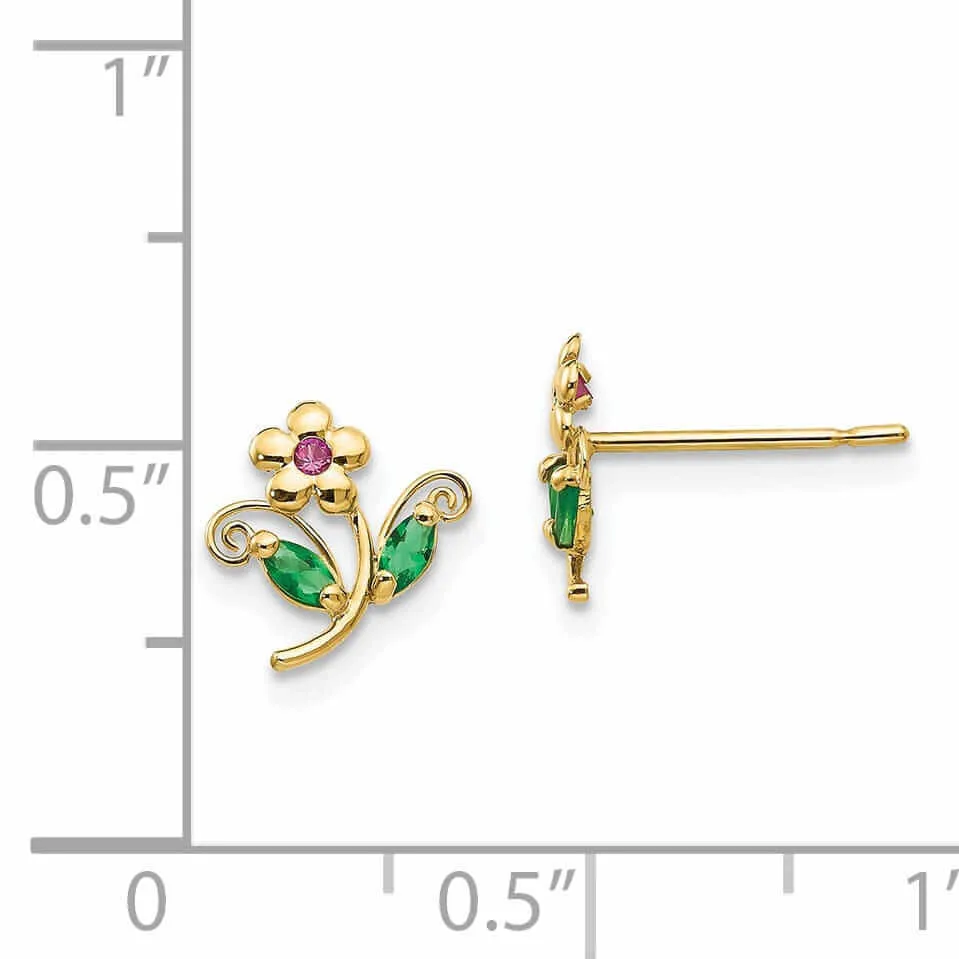 14k Madi K CZ Childrens Flower Post Earrings