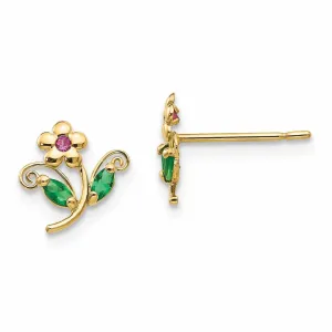 14k Madi K CZ Childrens Flower Post Earrings