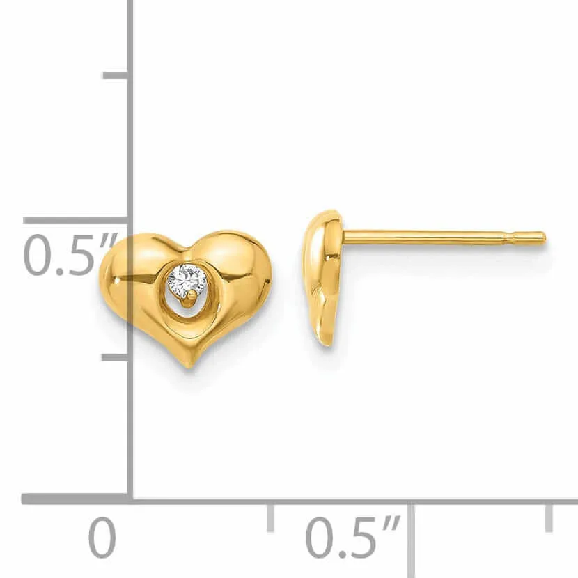 14k Madi K CZ Childrens Heart Post Earrings