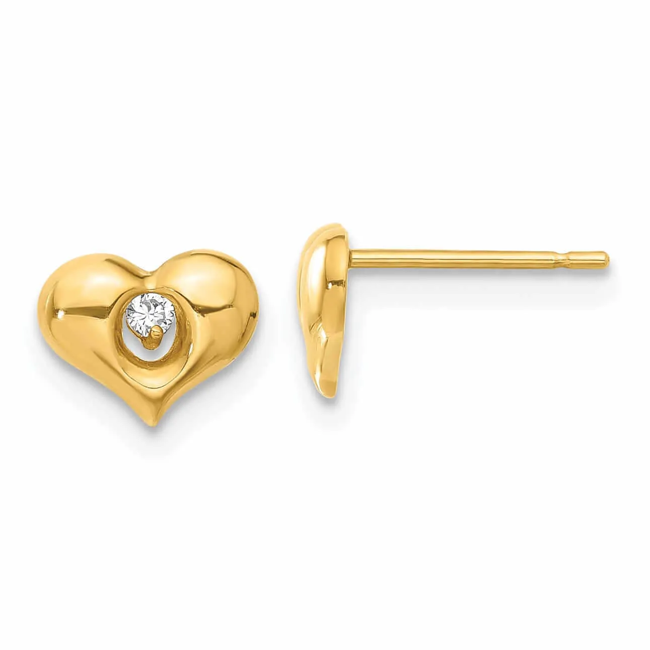14k Madi K CZ Childrens Heart Post Earrings