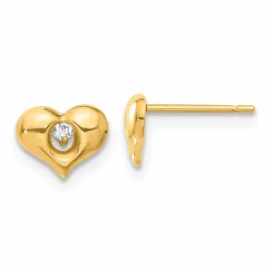 14k Madi K CZ Childrens Heart Post Earrings