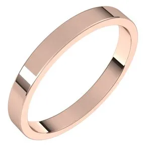 14K Rose 2.5 mm Flat Band Size 6.5