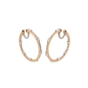 14k Rose Gold 8.00ct G VS2 Round Diamond Inside / Outside Hoop Earrings
