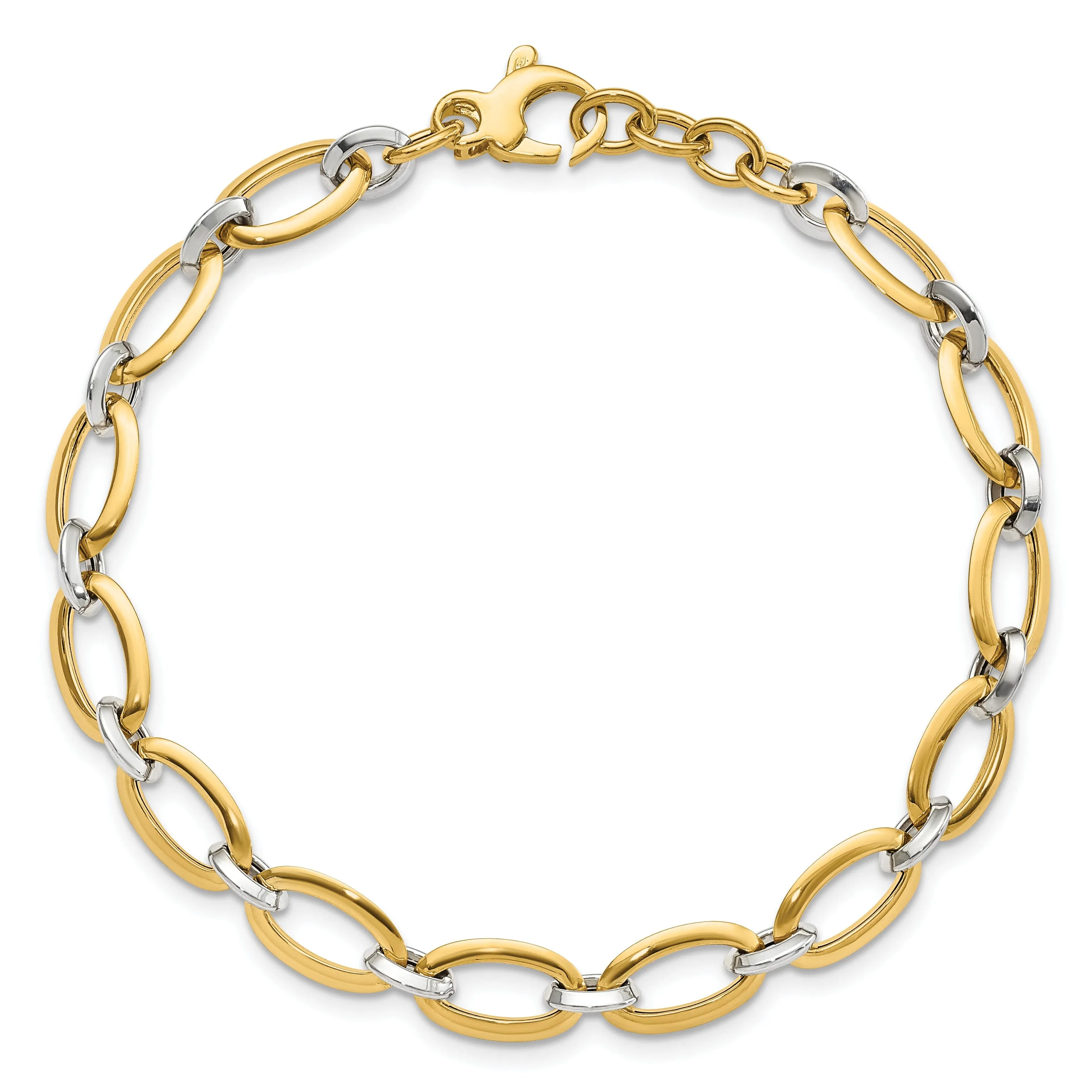 14k Two Tone Gold Polished Bracelet