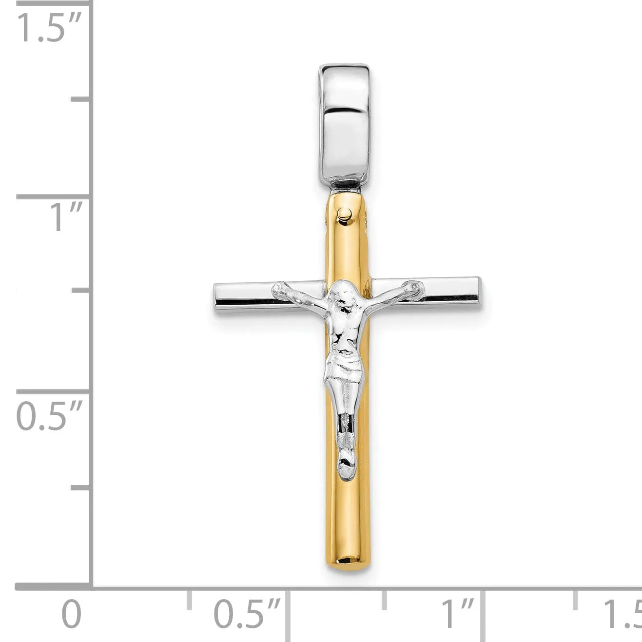 14k Two Tone Gold Polished Crucifix Pendant