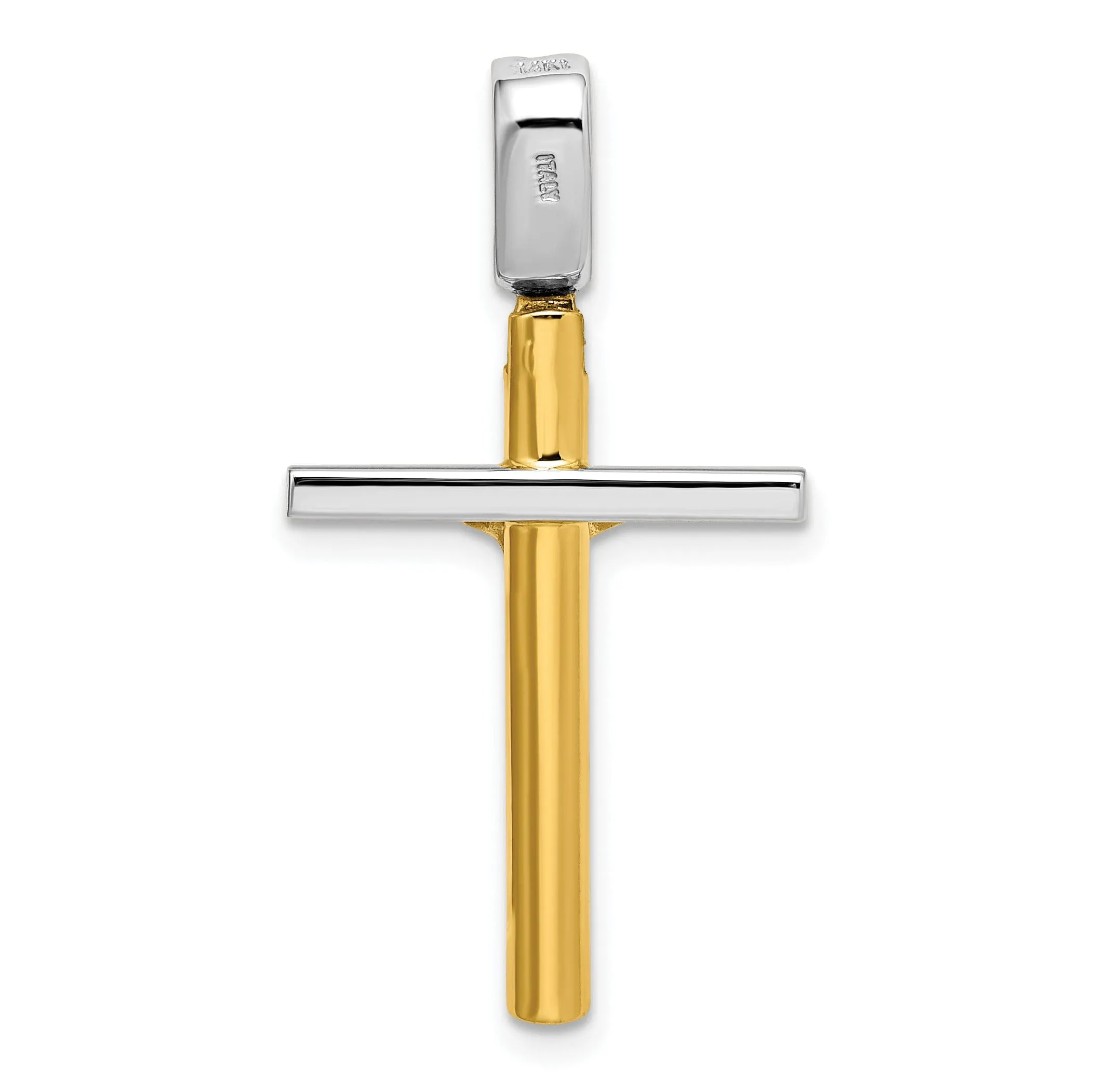 14k Two Tone Gold Polished Crucifix Pendant