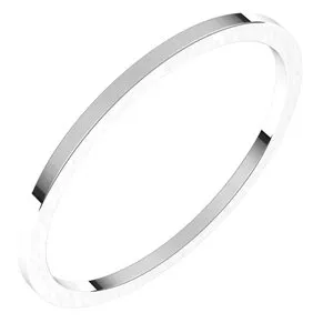 14K White 1 mm Flat Band Size 9.5