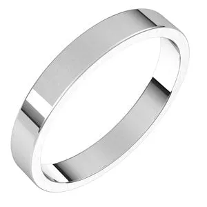 14K White 3 mm Flat Band Size 6