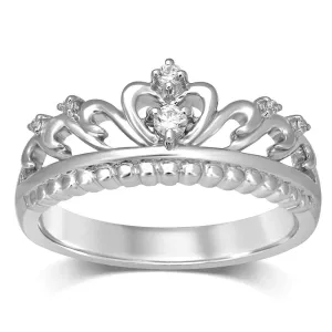 14K White Gold 1/20 CTW Diamond Crown Stackable Band