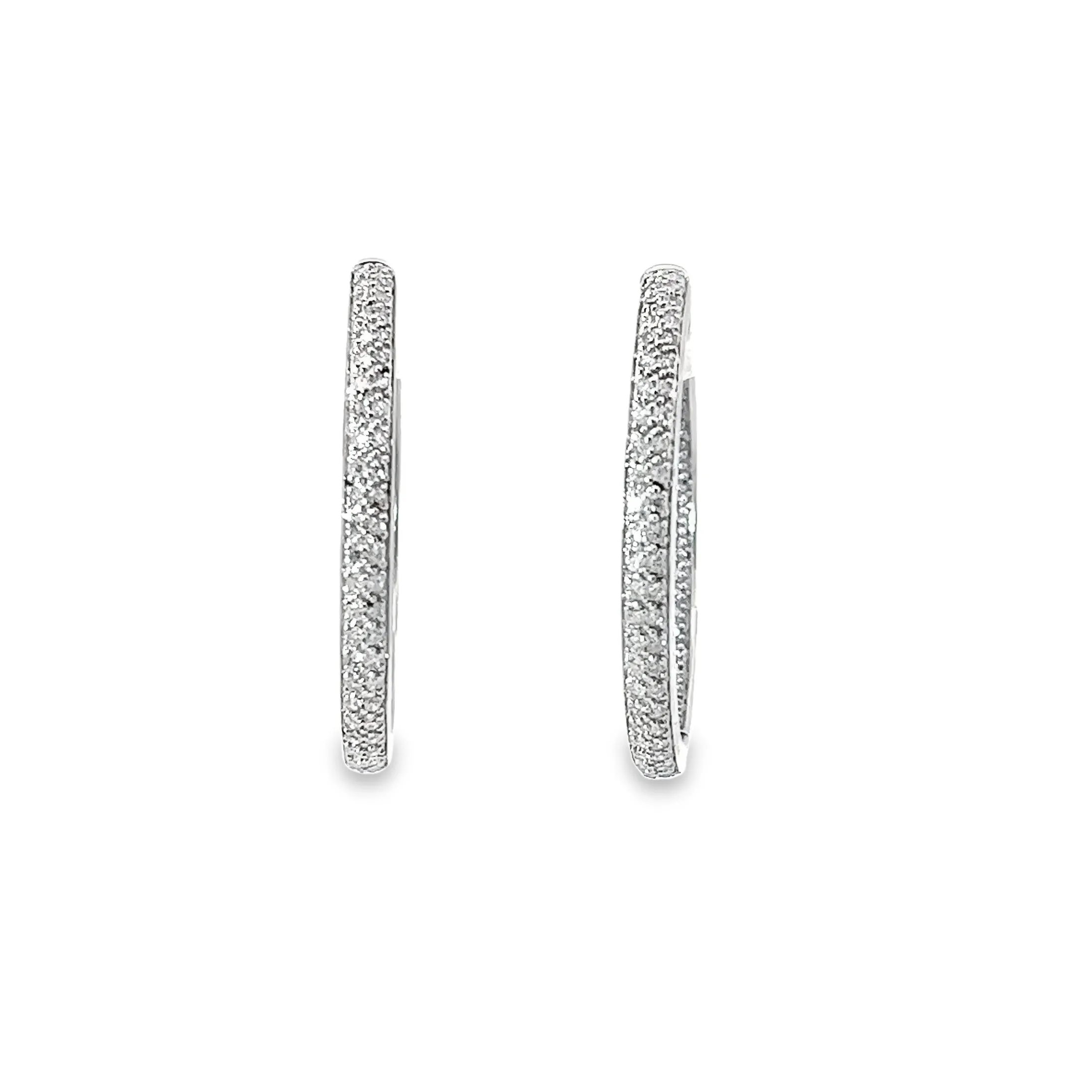 14k White Gold 1.25ct G SI1 Round Diamond Hoop Earrings