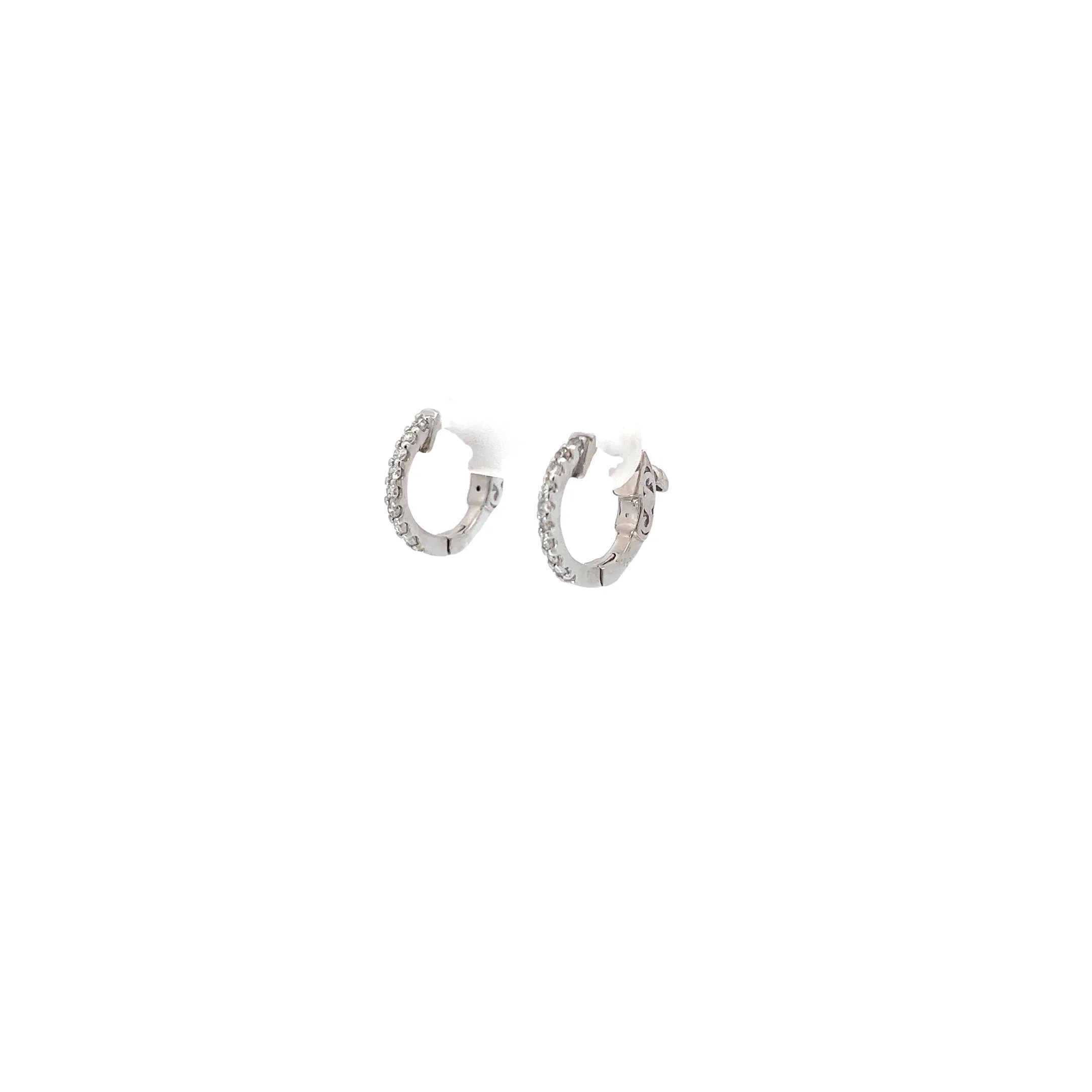14K White Gold .18CT GSI1 DIAMOND HOOP/HUGGIES EARRING