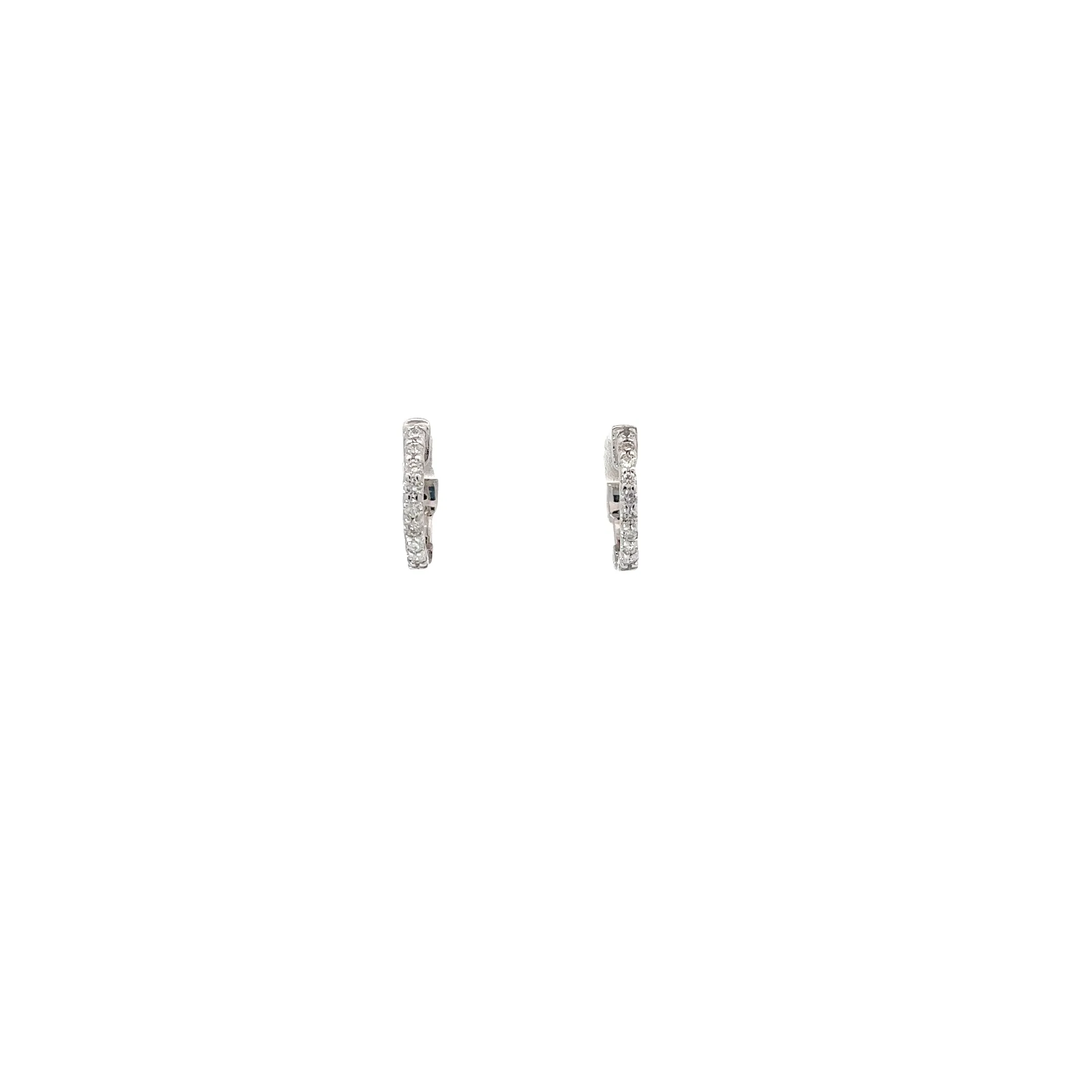 14K White Gold .18CT GSI1 DIAMOND HOOP/HUGGIES EARRING