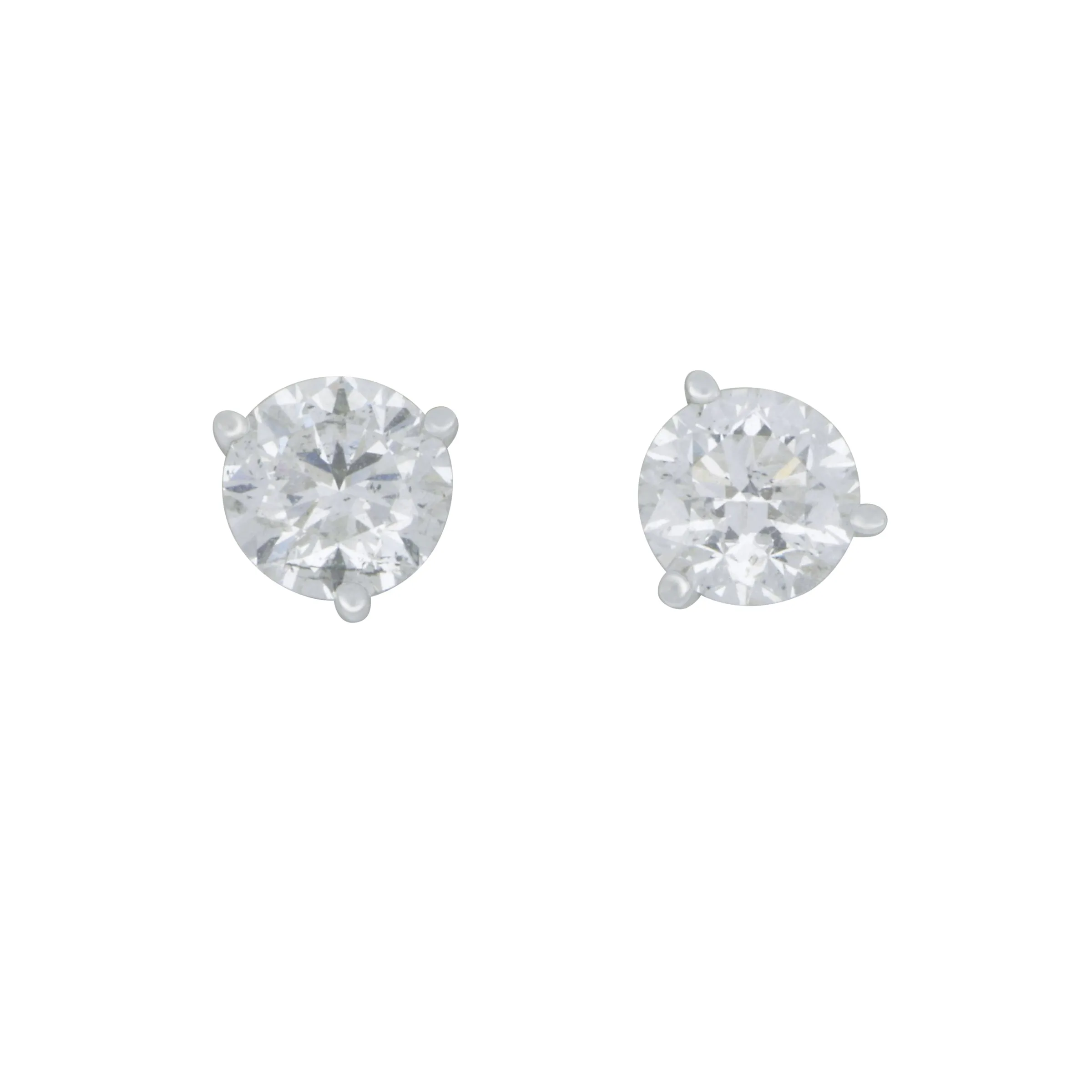 14k White Gold 3-Prong Diamond 1.40ctw GH/SI2 Martini Stud Earrings with Screw Backs