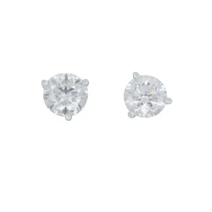 14k White Gold 3-Prong Diamond 1.40ctw GH/SI2 Martini Stud Earrings with Screw Backs