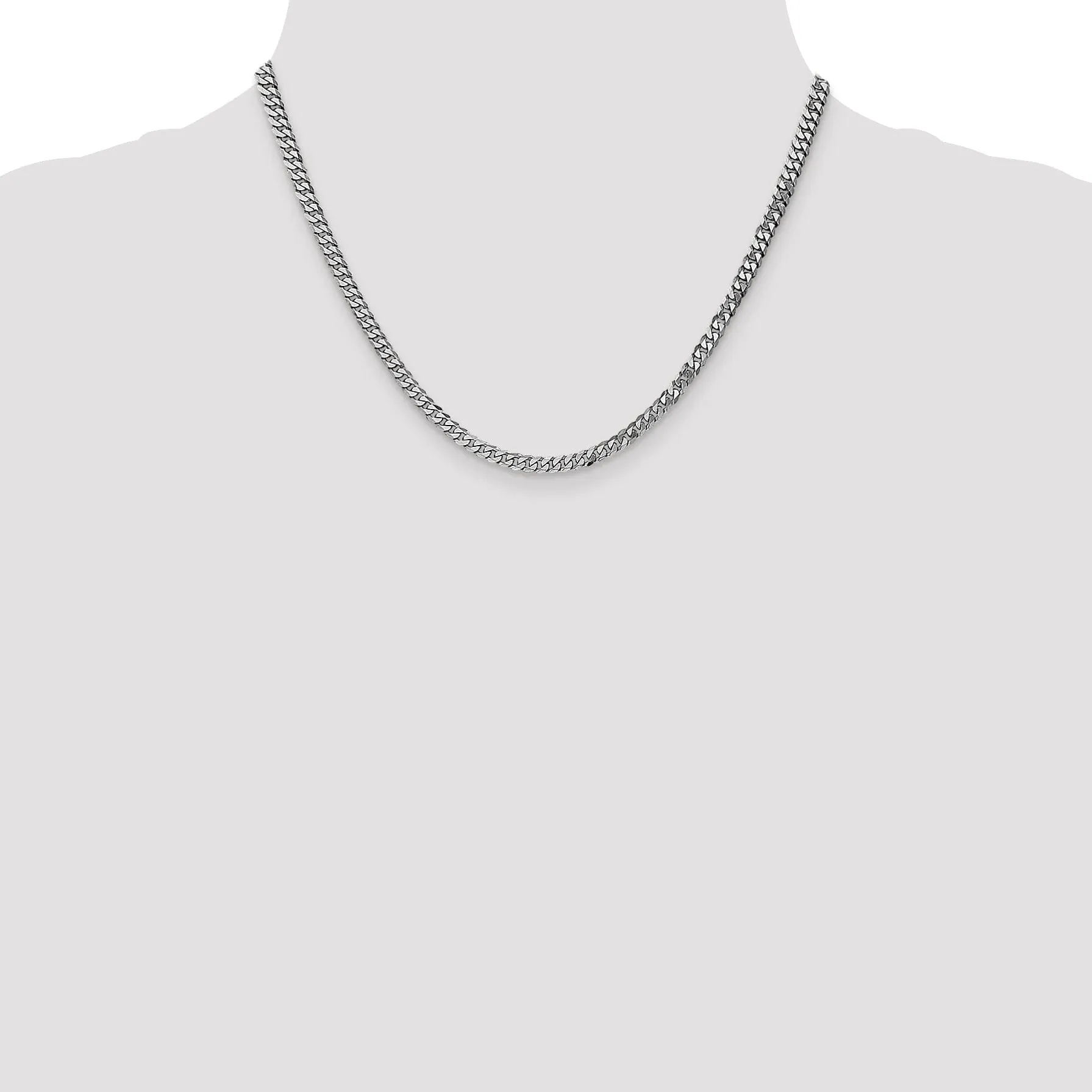 14k White Gold 3.9mm Flat Beveled Curb Chain