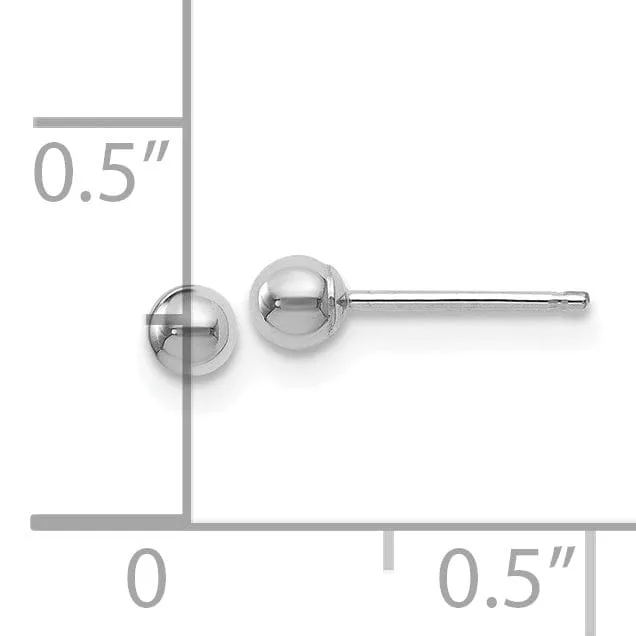14k White Gold 3mm Ball Post Earrings