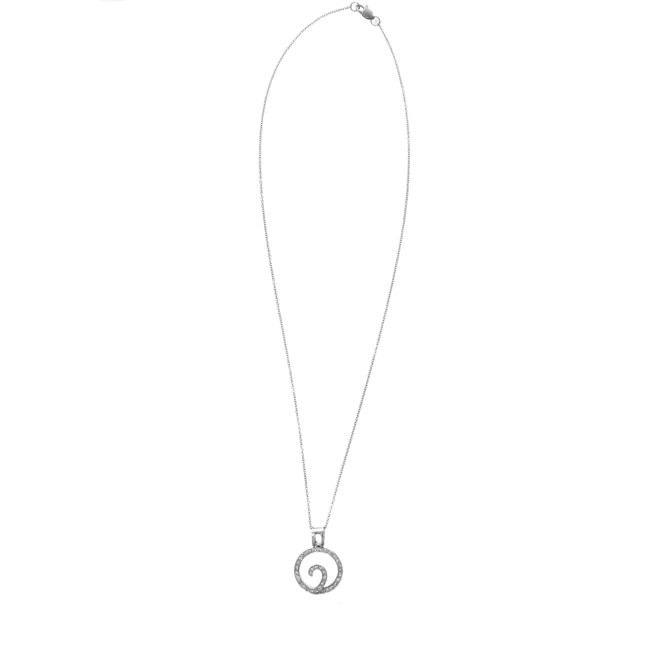 14K White Gold Diamond Circle Pendant