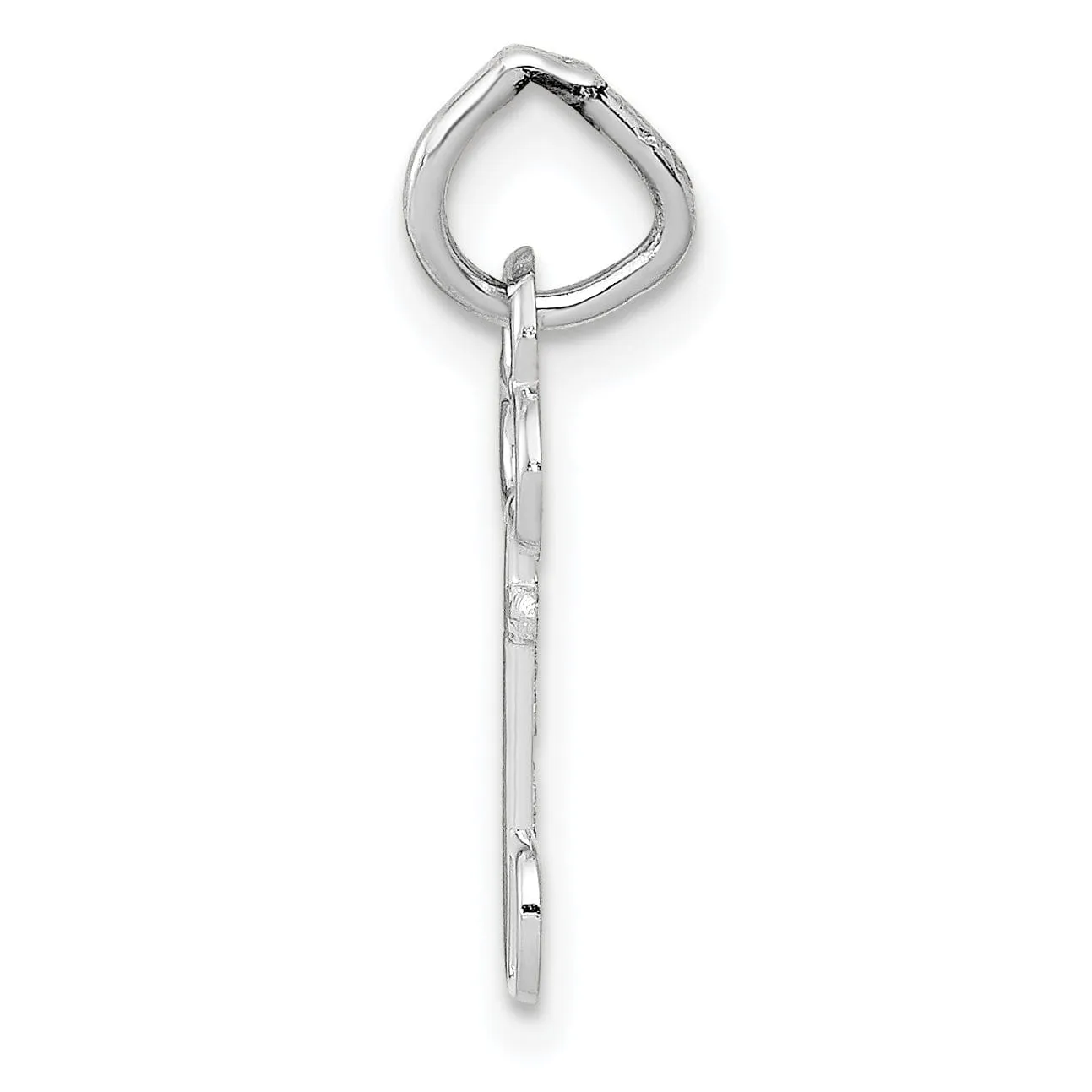 14K White Gold Fancy Key Shape Design Letter D Initial Charm Pendant