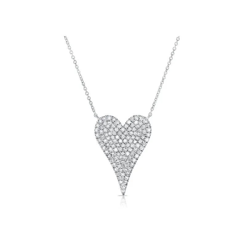 14K White Gold Heart Shaped Diamond Pendant, 0.38ctw