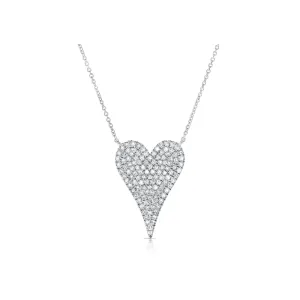 14K White Gold Heart Shaped Diamond Pendant, 0.38ctw