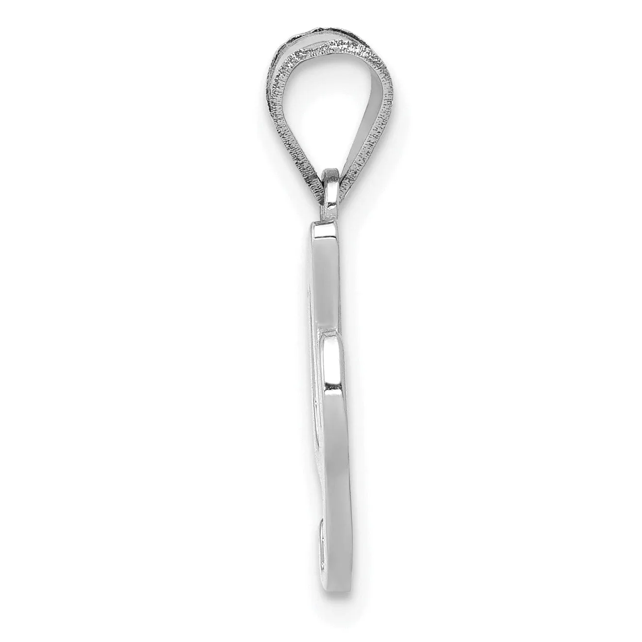 14K White Gold Medium Size Script Design Letter I Initial Charm Pendant
