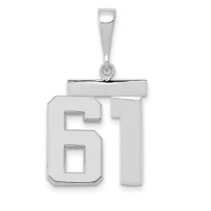 14k White Gold Polished Finish Medium Size Number 61 Charm Pendant