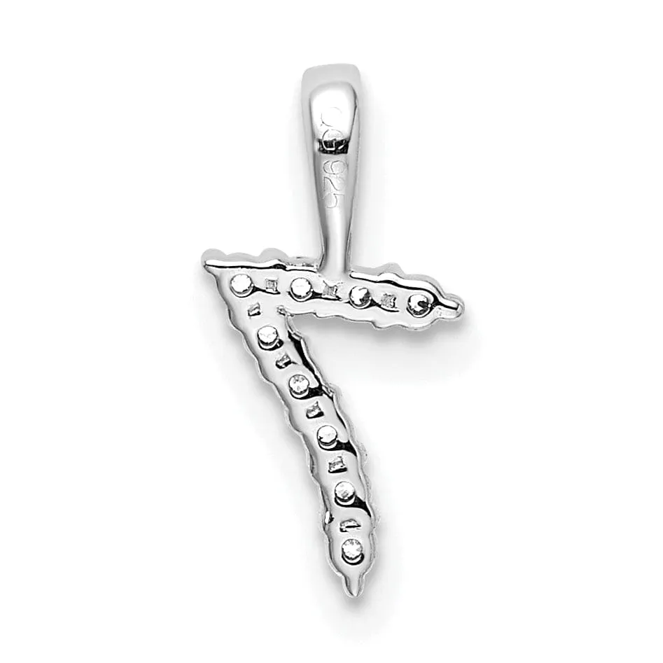 14k White Gold Polished Finish with Diamonds Number 7 Pendant