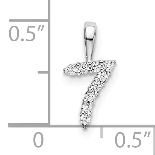 14k White Gold Polished Finish with Diamonds Number 7 Pendant