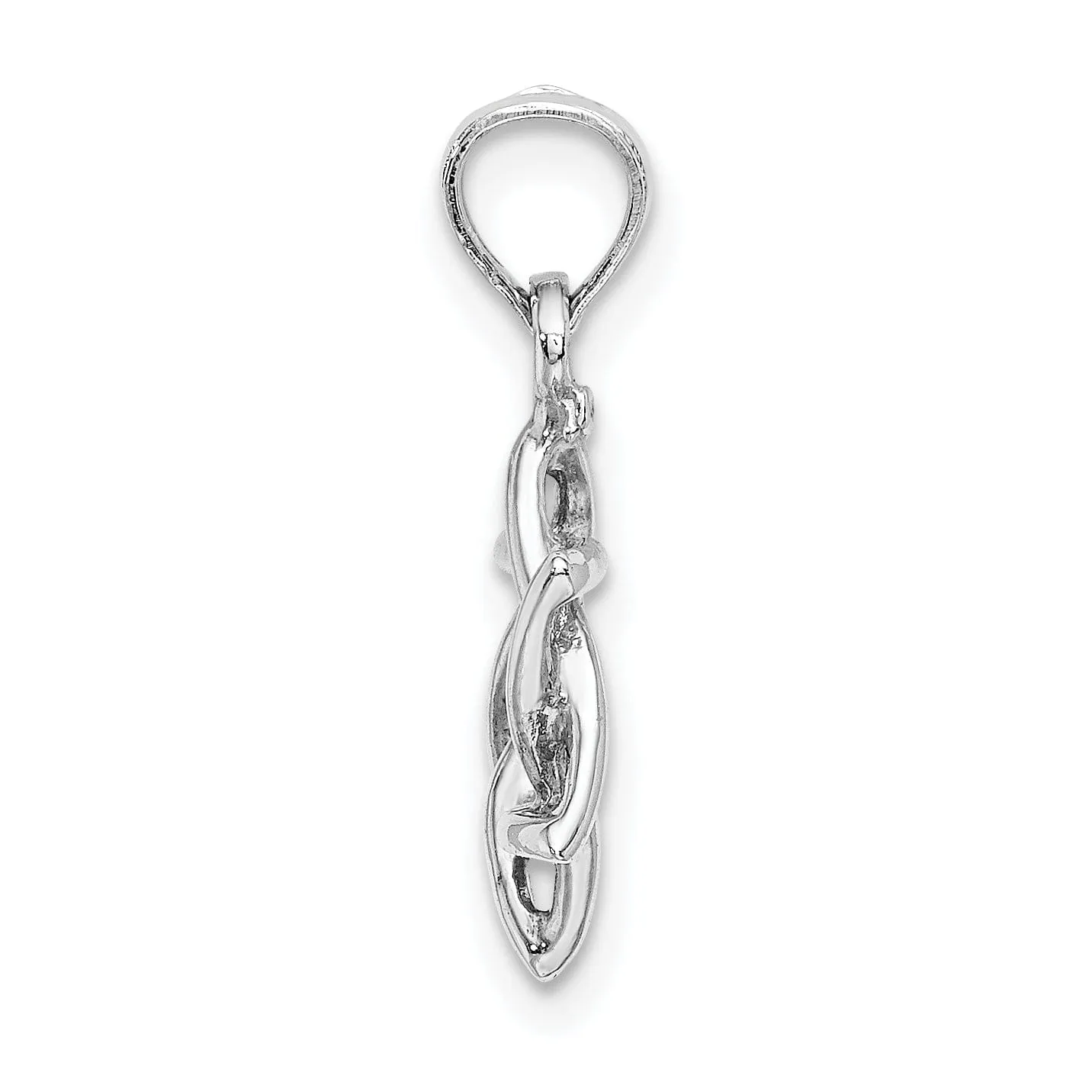 14k White Gold Rholdium Polish Finish 3-D Star of David Charm Pendant